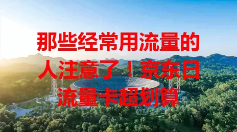 那些经常用流量的人注意了！京东日流量卡超划算