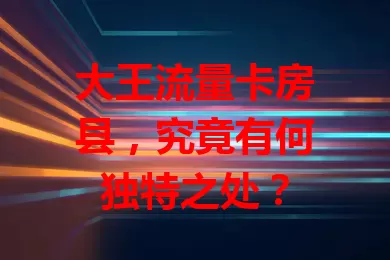 大王流量卡房县，究竟有何独特之处？