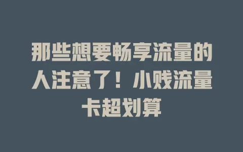 那些想要畅享流量的人注意了！小贱流量卡超划算