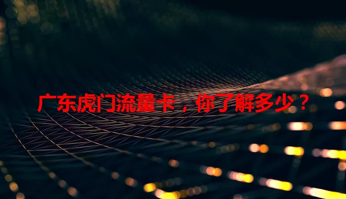 广东虎门流量卡，你了解多少？