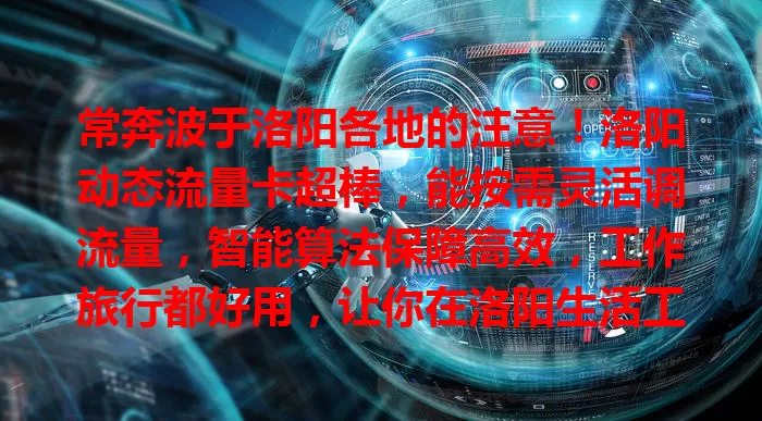 常奔波于洛阳各地的注意！洛阳动态流量卡超棒，能按需灵活调流量，智能算法保障高效，工作旅行都好用，让你在洛阳生活工作更便捷！