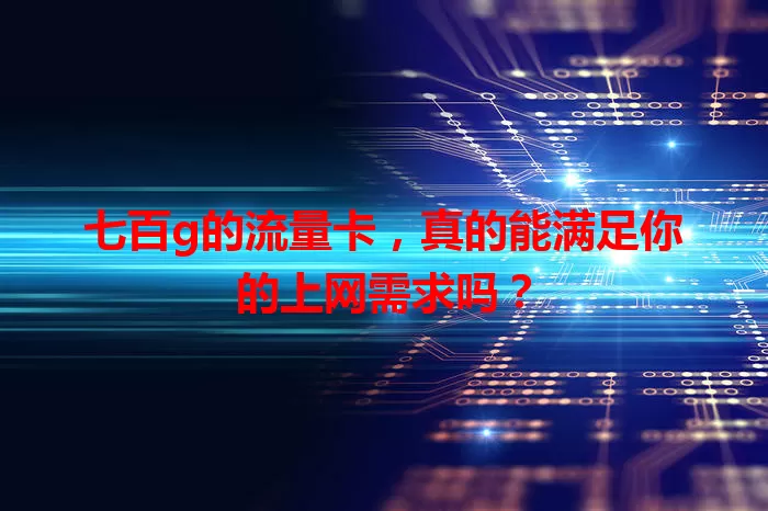 七百g的流量卡，真的能满足你的上网需求吗？