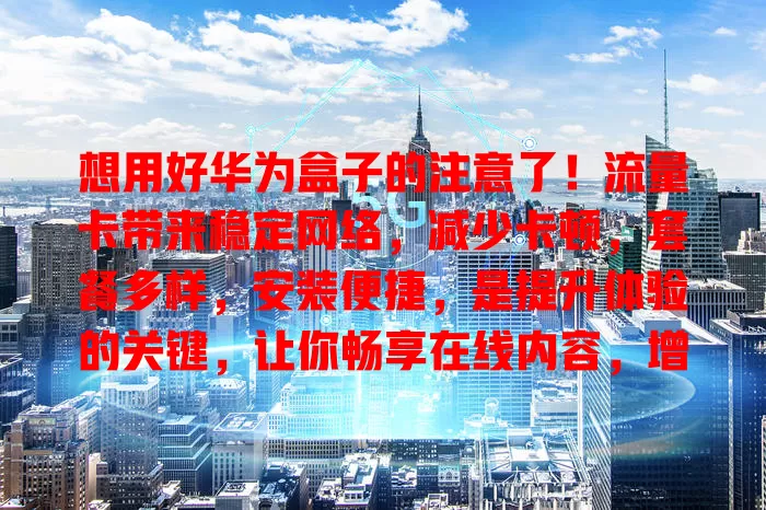 想用好华为盒子的注意了！流量卡带来稳定网络，减少卡顿，套餐多样，安装便捷，是提升体验的关键，让你畅享在线内容，增添生活精彩