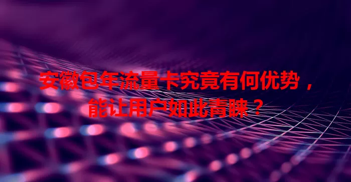 安徽包年流量卡究竟有何优势，能让用户如此青睐？