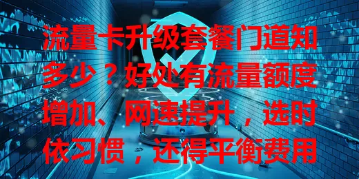 流量卡升级套餐门道知多少？好处有流量额度增加、网速提升，选时依习惯，还得平衡费用，了解需求对比后，才能选到适配套餐畅玩网络