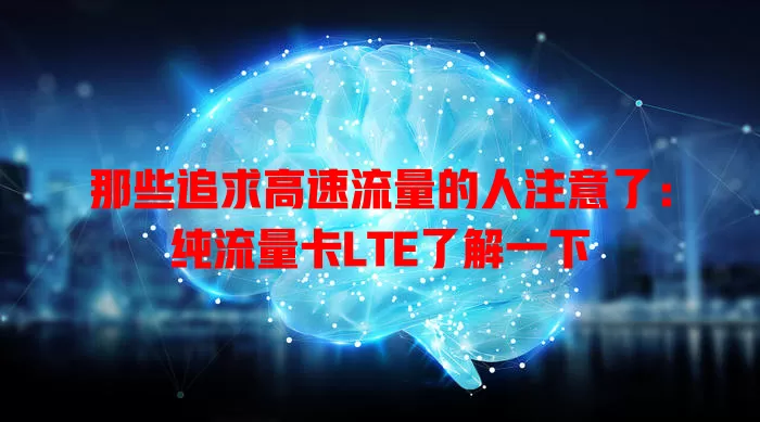 那些追求高速流量的人注意了：纯流量卡LTE了解一下