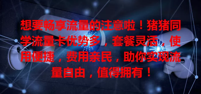 想要畅享流量的注意啦！猪猪同学流量卡优势多，套餐灵活，使用便捷，费用亲民，助你实现流量自由，值得拥有！