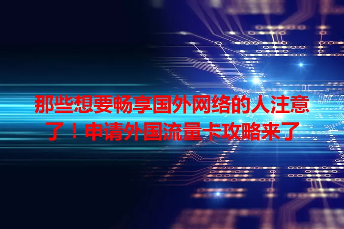 那些想要畅享国外网络的人注意了！申请外国流量卡攻略来了