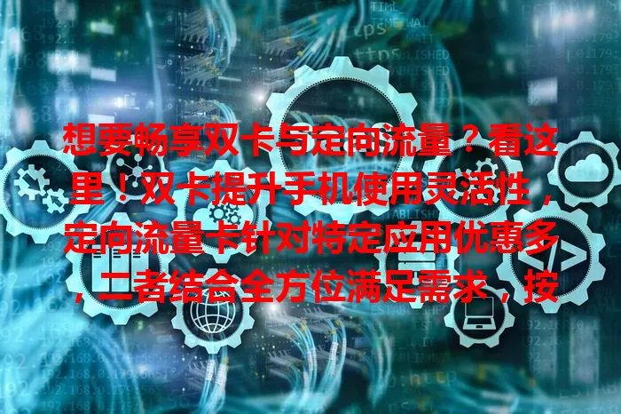 想要畅享双卡与定向流量？看这里！双卡提升手机使用灵活性，定向流量卡针对特定应用优惠多，二者结合全方位满足需求，按习惯选套餐，让手机使用更便捷！