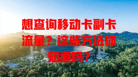 想查询移动卡副卡流量？这些方法你知道吗？
