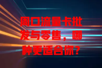 周口流量卡批发与零售，哪种更适合你？