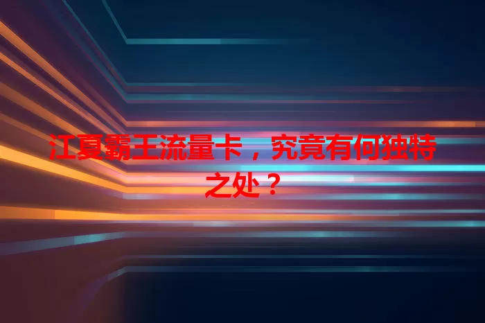 江夏霸王流量卡,究竟有何独特之处?