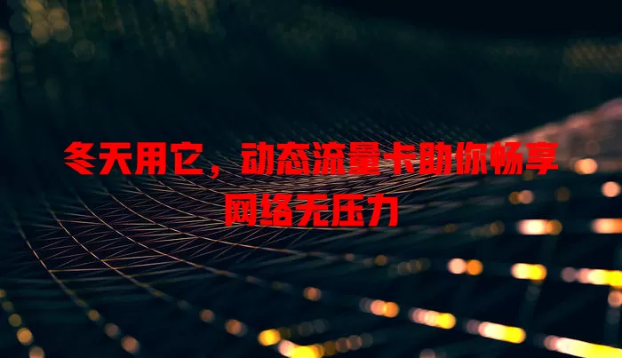 冬天用它，动态流量卡助你畅享网络无压力