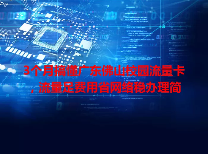 3个月搞懂广东佛山校园流量卡，流量足费用省网络稳办理简