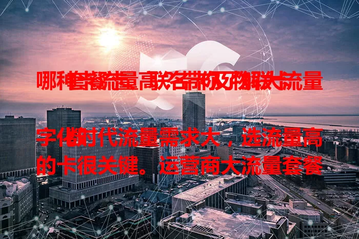 哪种卡流量高？带你了解大流量套餐卡、联名卡及物联卡

数字化时代流量需求大，选流量高的卡很关键。运营商大流量套餐卡每月上百GB，联名卡针对特定场景有优惠，物联卡流量大费用低。选卡要综合考量多因素，详比后结合自身选，畅享数字生活