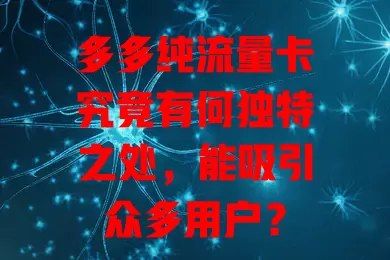 多多纯流量卡究竟有何独特之处，能吸引众多用户？