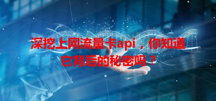 深挖上网流量卡api,你知道它背后的秘密吗?