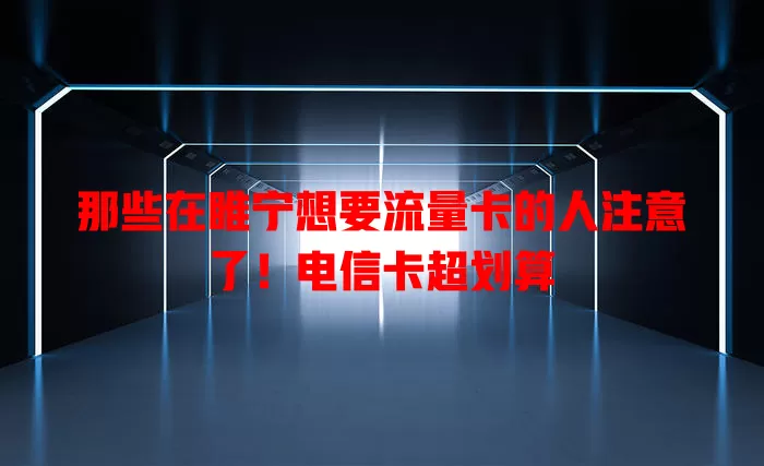 那些在睢宁想要流量卡的人注意了！电信卡超划算
