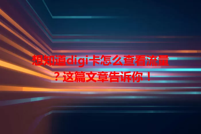 想知道digi卡怎么查看流量？这篇文章告诉你！