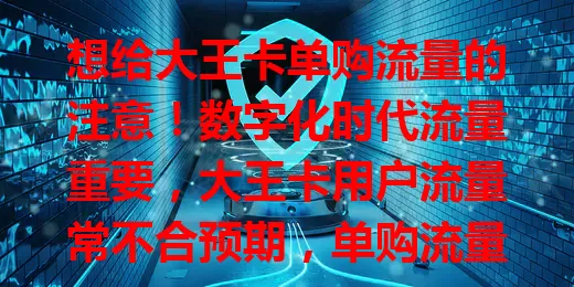 想给大王卡单购流量的注意！数字化时代流量重要，大王卡用户流量常不合预期，单购流量成常见需求。它灵活实用，按需买避免尴尬，操作便捷能快速补流量，但购买时要留意流量包详情与性价比。