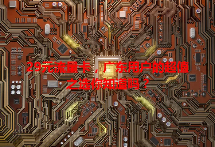 29元流量卡，广东用户的超值之选你知道吗？