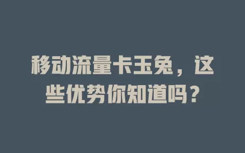 移动流量卡玉兔，这些优势你知道吗？