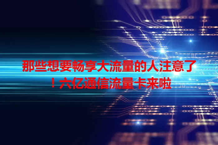 那些想要畅享大流量的人注意了！六亿通信流量卡来啦