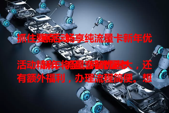 抓住要点,畅享纯流量卡新年优惠活动
新年将至,纯流量卡活动精彩。流量套餐优惠大,还有额外福利,办理流程简便。想换卡或新入网?这是不容错过的好时机,快关注运营商动态选适合卡,新年畅玩网络!