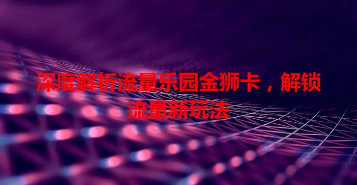 深度解析流量乐园金狮卡，解锁流量新玩法