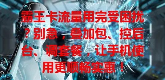 霸王卡流量用完受困扰?别急,叠加包、控后台、调套餐,让手机使用更顺畅实惠!