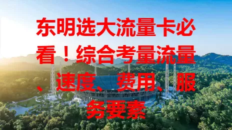 东明选大流量卡必看！综合考量流量、速度、费用、服务要素