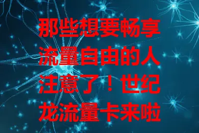 那些想要畅享流量自由的人注意了！世纪龙流量卡来啦