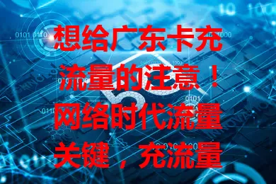 想给广东卡充流量的注意！网络时代流量关键，充流量方式多样。官方APP便捷，线下营业厅可靠，公众号有活动。按喜好选，掌握方法就能轻松搞定，畅享网络生活