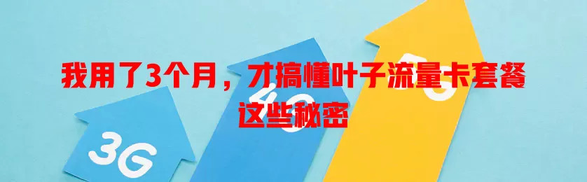 我用了3个月，才搞懂叶子流量卡套餐这些秘密