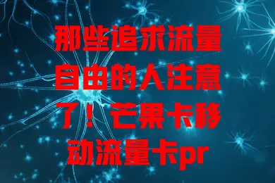那些追求流量自由的人注意了！芒果卡移动流量卡pro来袭
