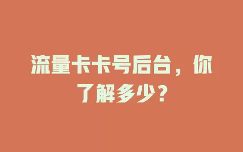 流量卡卡号后台，你了解多少？