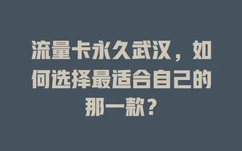 流量卡永久武汉，如何选择最适合自己的那一款？