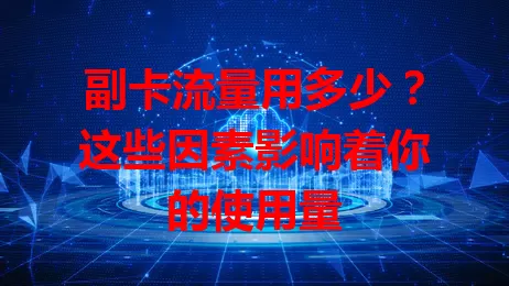 副卡流量用多少？这些因素影响着你的使用量