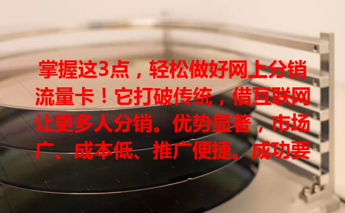 掌握这3点，轻松做好网上分销流量卡！它打破传统，借互联网让更多人分销。优势显著，市场广、成本低、推广便捷。成功要点：精准选品、掌握营销技巧、建立客户信任，抓住机遇实现成功分销