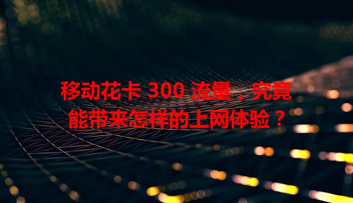 移动花卡 300 流量，究竟能带来怎样的上网体验？