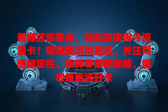 看懂这些要点，轻松解读当今流量卡！明确需求挑套餐，关注网速稳定性，核算费用防隐藏，重视售后选好卡