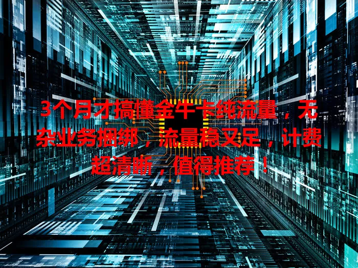 3个月才搞懂金牛卡纯流量，无杂业务捆绑，流量稳又足，计费超清晰，值得推荐！
