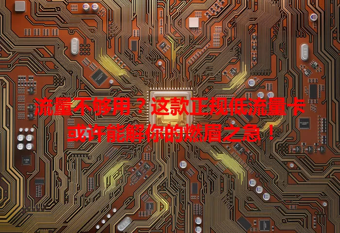 流量不够用？这款正规低流量卡或许能解你的燃眉之急！