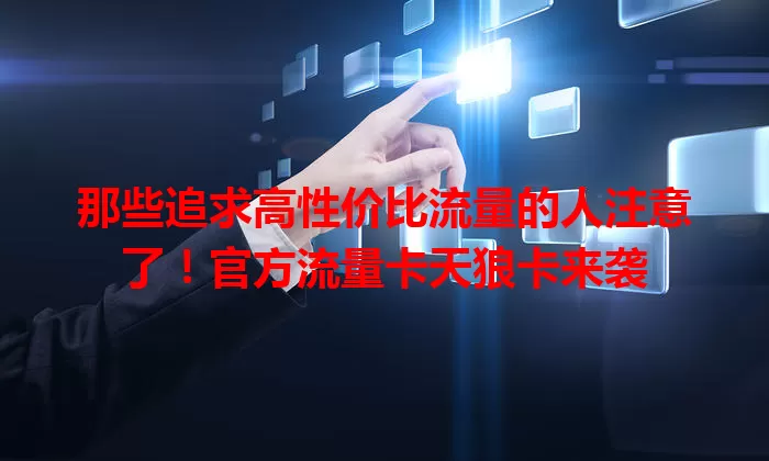 那些追求高性价比流量的人注意了！官方流量卡天狼卡来袭