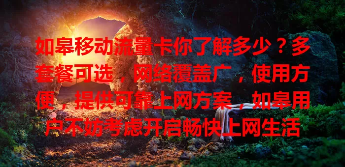 如皋移动流量卡你了解多少？多套餐可选，网络覆盖广，使用方便，提供可靠上网方案，如皋用户不妨考虑开启畅快上网生活