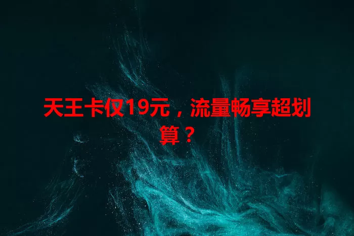 天王卡仅19元，流量畅享超划算？
