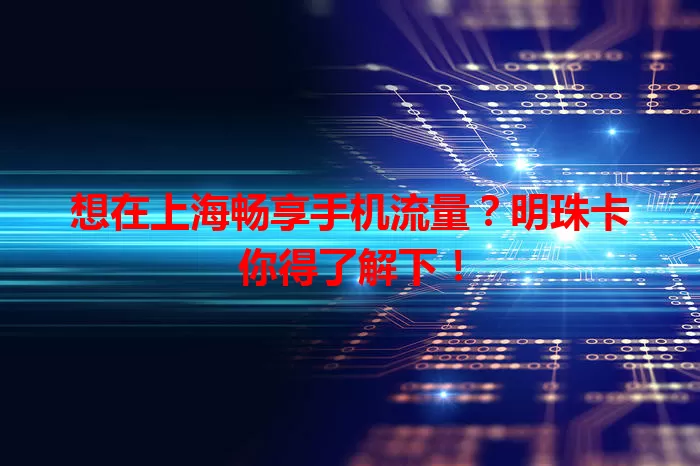 想在上海畅享手机流量？明珠卡你得了解下！