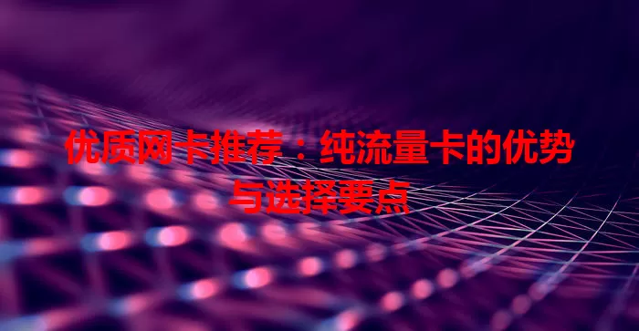 优质网卡推荐：纯流量卡的优势与选择要点