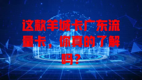 这款羊城卡广东流量卡，你真的了解吗？