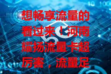 想畅享流量的看过来！河南耀扬流量卡超厉害，流量足、网速快、套餐多、服务好，是追求优质网络体验者的绝佳之选